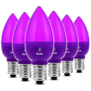 Baczao Purple C7 Light Bulbs 6 Pack, 1W Small C7 LED Christmas Light Replacement Bulbs, E12 Candelabra Base, Non-Dimmable, Red Night Light Bulb for Outdoor Xmas String Lights Window