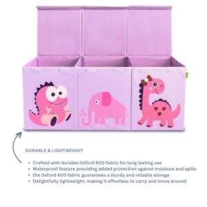 Ethiques Purple (Cute Dinosaur) Collapsible Large toy chest 40X16X14 Inch