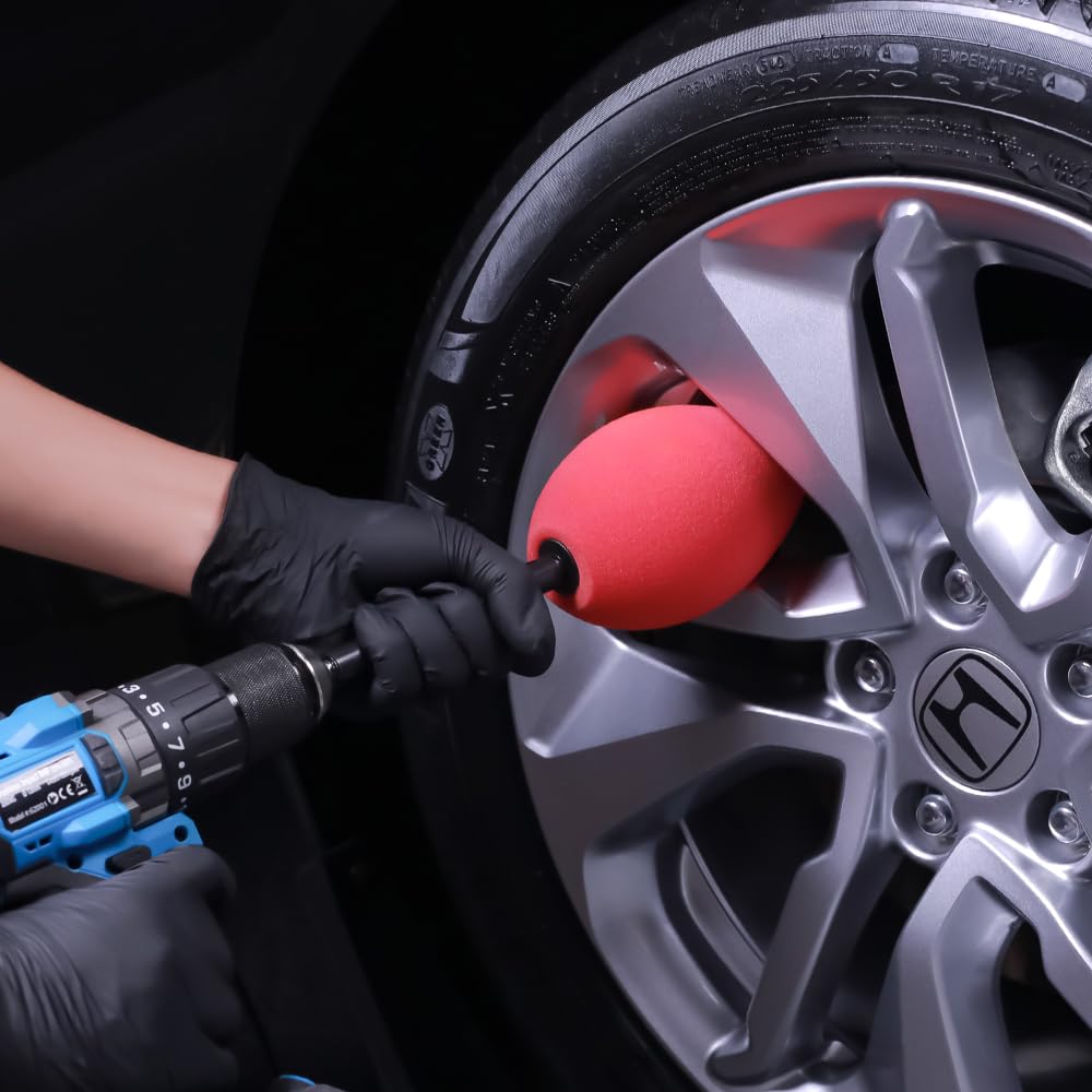 SPTA Wheel Rims Polisher, Polishing Ball, Polishing Cone, Metal Wheel Polishing Tool, Ball Buster Wheel and Rim Polisher System Attaches to Standard Household Drill