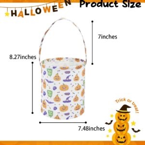 DDBASKET Halloween Bucket Halloween Trick or Treat Candy Bucket Pumpkin Pattern Halloween Party Tote Bags Gift Basket Goody Bucket for Kids Halloween Party Supplies(Spooky Pumpkin)