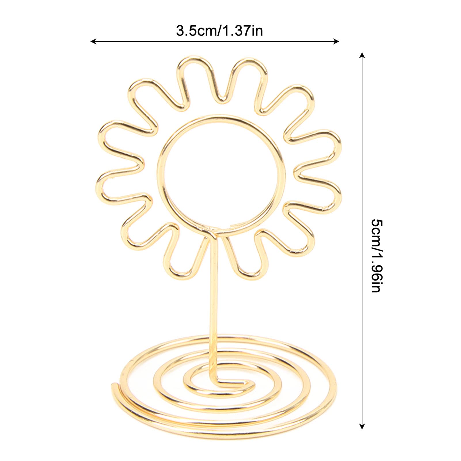 Cyrank 20pcs Table Number Holders, Mini Place Card Holders Sunflower Design Wire Photo Holder Small Size Table Card Holders Table Number Stands Picture Menu Clips for Wedding Anniversary Party(Gold)