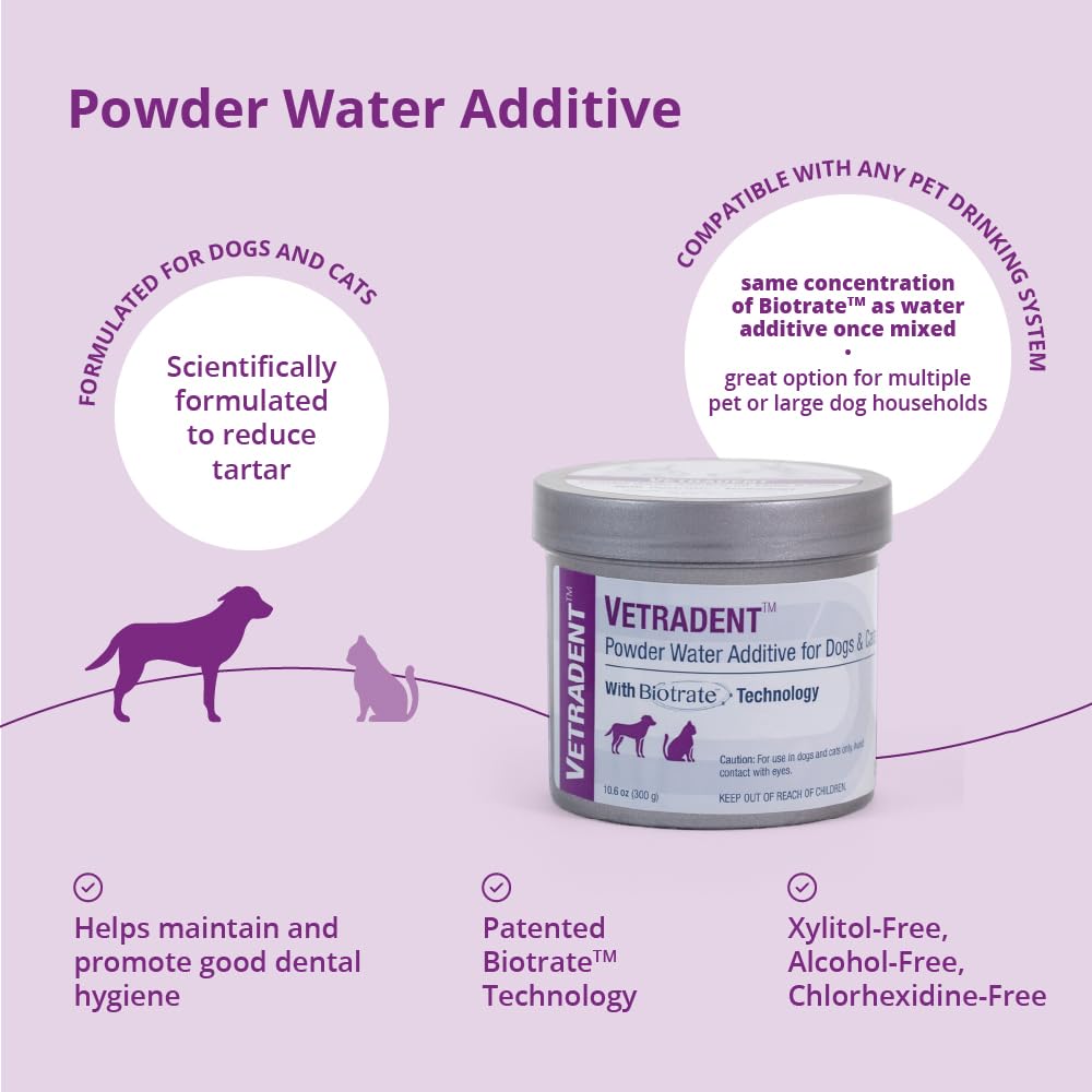 Vetradent Powder Water Additive for Dogs and Cats, 10.6 oz