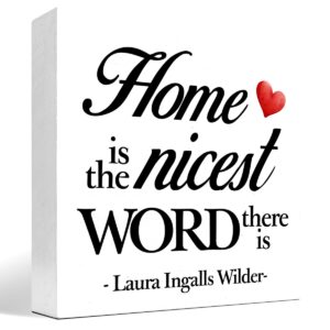 home is the nicest word there is wood block sign desk decor,inspirational family quote wooden box plaque sign desk decor for home bedroom living room shelf table decorations