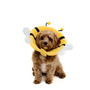 SkyReese - Soft Small Dog/Puppy/Cat Cone | Cute Bumblebee Cone for Small Dogs, Puppies & Cats After Surgery, Wound Care, Spay & Neuter | Dog Recovery Cones & Collars | 100% Polyester (Large)