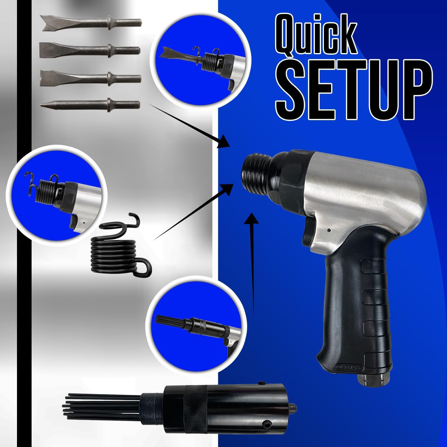 LE LEMATEC Air Needle Scaler with Hammer Chisel Kit, 4800 BPM Pneumatic Needle Gun for Metalworks, Rust, Weld & Paint Remover, Pistol Grip Metal Scraper Air Compressor Accessories (LE-AN324K)