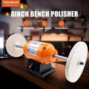 Bench Buffer Polisher, 8Inch Benchtop Buffing & Polishing Machine for Metal, Jewelry, Knives, Wood, Jade and Plastic