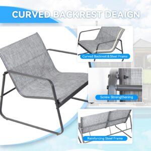 DUMOS 4 Pieces Patio Furniture Set Outdoor Patio Conversation Sets Poolside Lawn Chairs with Glass Coffee Table Porch Furniture for Courtyard, Garden and Balcony (Grey)