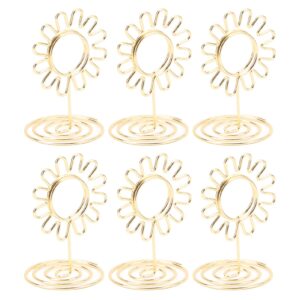 Cyrank 20pcs Table Number Holders, Mini Place Card Holders Sunflower Design Wire Photo Holder Small Size Table Card Holders Table Number Stands Picture Menu Clips for Wedding Anniversary Party(Gold)