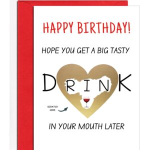 Ikassong Funny Scratch Off Birthday Card for Women Friends Sister, 5.3 x 7.6 with 2 Envelopes, Special Interactive Present