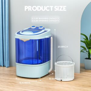 Superday Mini Portable Washing Machine, Single Tub Compact Washing Machine with Spin Cycle, 5.7LBS Washing Capacity Small Electric Washer Machine for Home, Apartments, Outdoor, RV, Dormitory, Blue