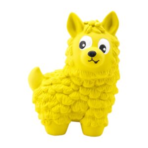 outward hound tootiez llama grunting latex rubber dog toy, large, yellow