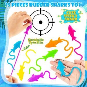 HLARTNET 25 PCS Sticky Shark Toys for Kids, Stretchy Shark Gifts Bulk, Ocean Under Sea Themed Favors Goodie Bags Stuffer, Classroom Prizes Students Rewards