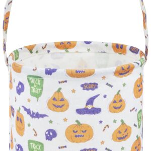 DDBASKET Halloween Bucket Halloween Trick or Treat Candy Bucket Pumpkin Pattern Halloween Party Tote Bags Gift Basket Goody Bucket for Kids Halloween Party Supplies(Spooky Pumpkin)