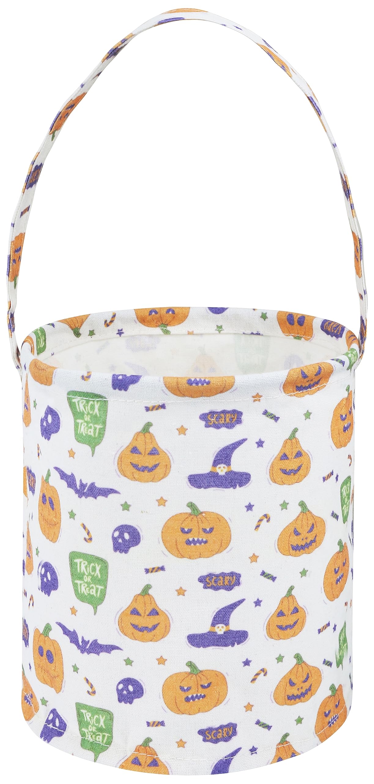 DDBASKET Halloween Bucket Halloween Trick or Treat Candy Bucket Pumpkin Pattern Halloween Party Tote Bags Gift Basket Goody Bucket for Kids Halloween Party Supplies(Spooky Pumpkin)