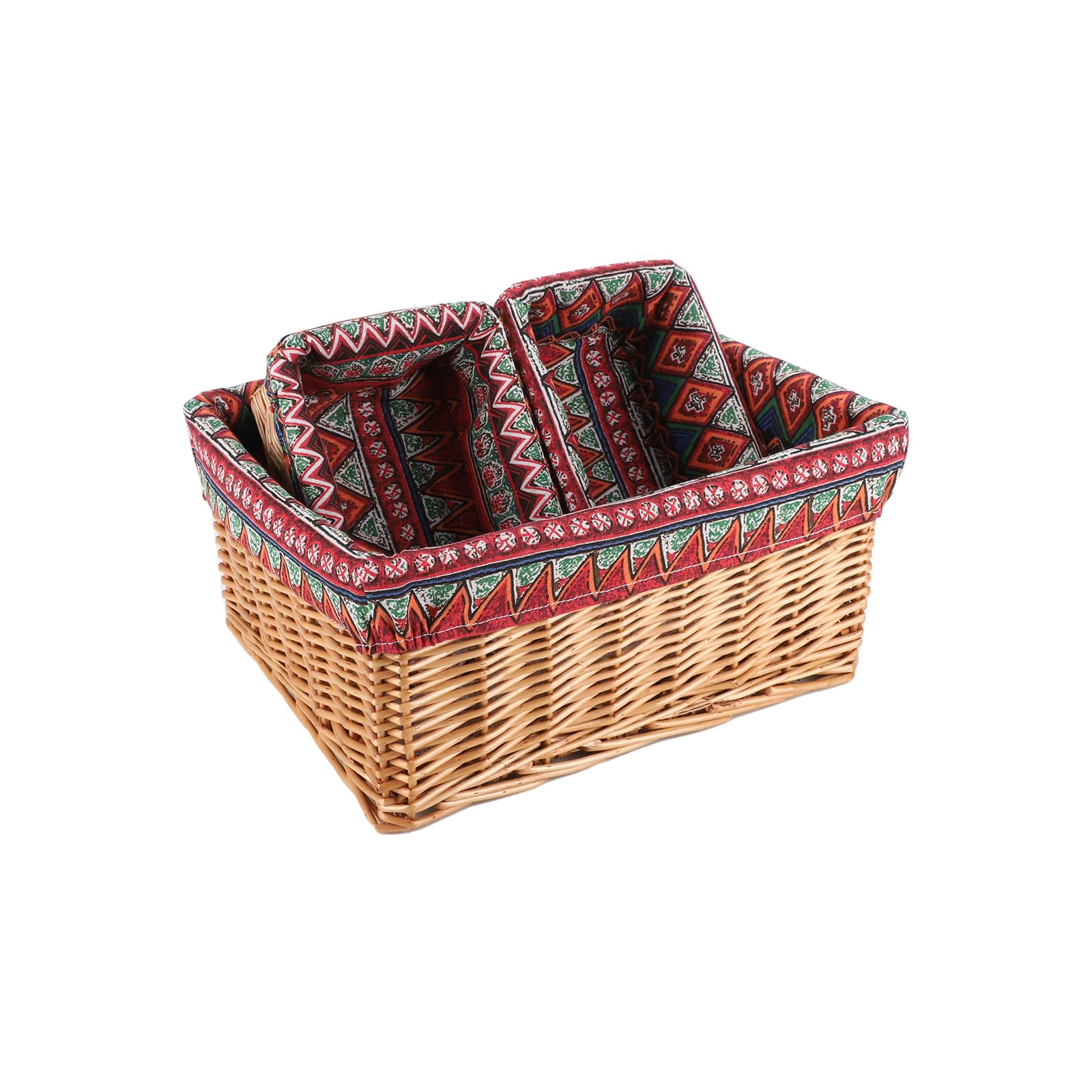 JLKIMZVO Rectangular Storage Basket Hand woven Wicker Nested Baskets Combination Shelf Storage Basket Detachable Lining Suitable for Wardrobes, Bedrooms, Bathrooms, Hallways,Offices