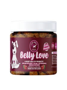 belly love - heart healthy probiotic & digestive enzymes - probiotics for dogs - gut flora, diarrhea & bowel support - dog supplement soft chew for pet immune system and digestive health