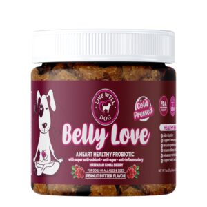 Belly Love - Heart Healthy Probiotic & Digestive Enzymes - Probiotics for Dogs - Gut Flora, Diarrhea & Bowel Support - Dog Supplement Soft Chew for Pet Immune System and Digestive Health