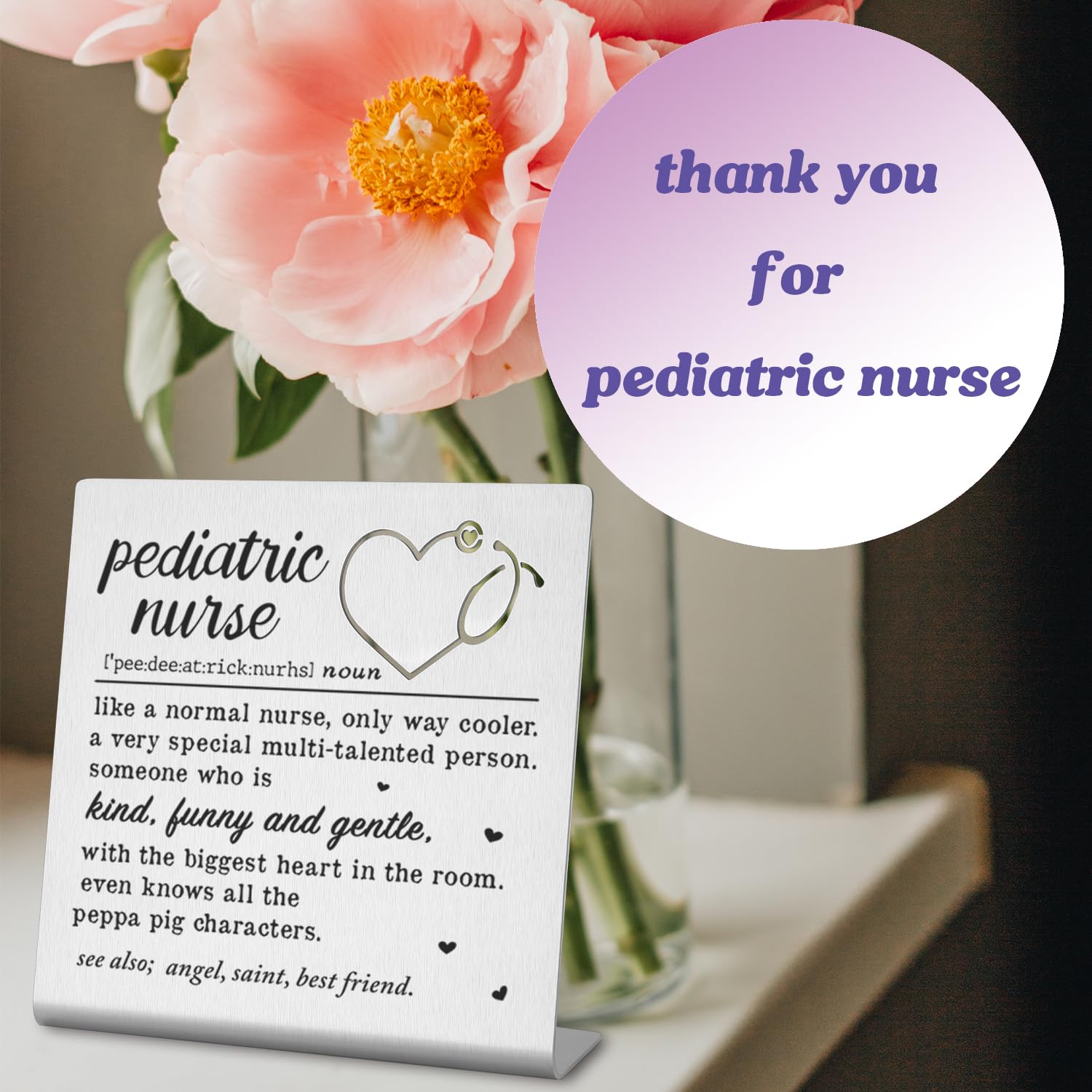 Pediatric Nurse Gifts, School Nurse Sign, Pediatric Nurse Desk Decor, Thank You Appreciation Gifts for Pediatric Nurse Nurses Week Christmas Birthday Graduation Gifts for Nursing Students NSD3