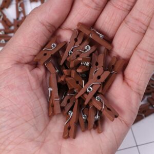 Mini Clothespins Brown 100 Pcs Heavy Duty Clothes Pin White Clothes Tiny Clothespins Wooden Brown Craft Clip Photo Clips Clothes Pins Cartoon Wooden Nail Mini White Clothes