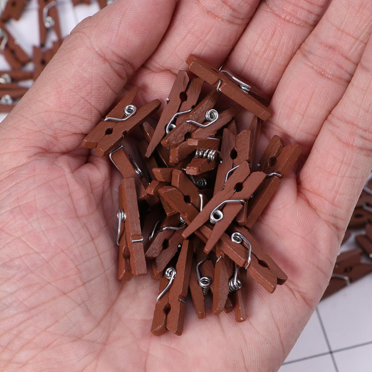 Mini Clothespins Brown 100 Pcs Heavy Duty Clothes Pin White Clothes Tiny Clothespins Wooden Brown Craft Clip Photo Clips Clothes Pins Cartoon Wooden Nail Mini White Clothes