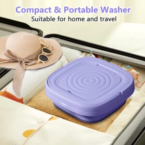 MacLehose Mini Portable Washing Machine, Mini Washer and Dryer Combo, 9L,Foldable,Mini Washer for Baby Clothes, Underwear or Socks,Small Clothes, Camping&Travel Laundry,Portable Washer Machine(purple)