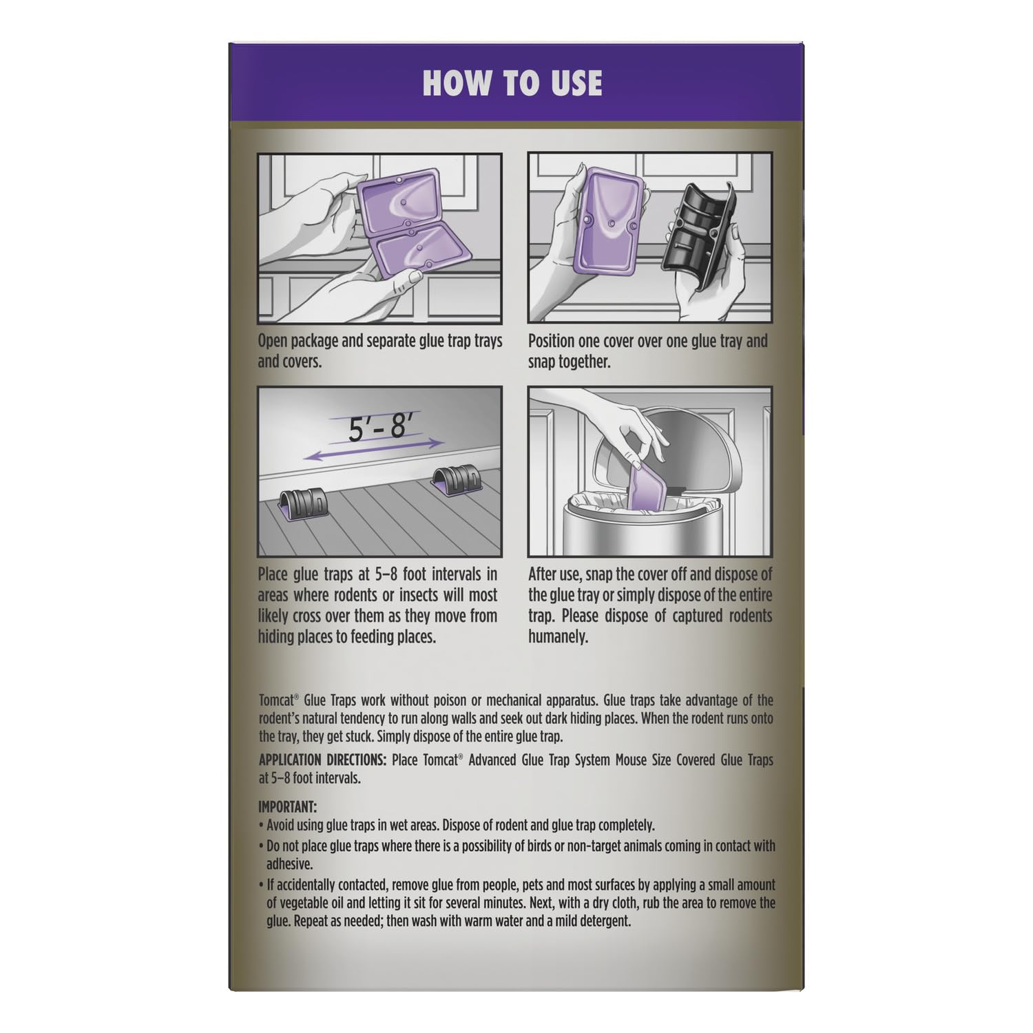 Tomcat Advanced Glue Trap System Mouse Size Covered Glue Traps with 2 Reusable Covers and 4 Disposable Glue Traps