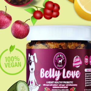 Belly Love - Heart Healthy Probiotic & Digestive Enzymes - Probiotics for Dogs - Gut Flora, Diarrhea & Bowel Support - Dog Supplement Soft Chew for Pet Immune System and Digestive Health