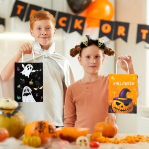 PINWATT 24Pcs Halloween Paper Gift Bags with Tissues - Halloween Goodie Bags with Handles Trick or Treat Candy Bags for Kids Party Favor