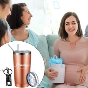 Mifoci 6 Pcs Gifts for New Parents Est 2025 20oz Stainless Steel Insulated Tumbler with Lid Anniversary New Parents Pregnancy New Parents's Gift Daddy Keychain Socks for Mother's Day Father's Day