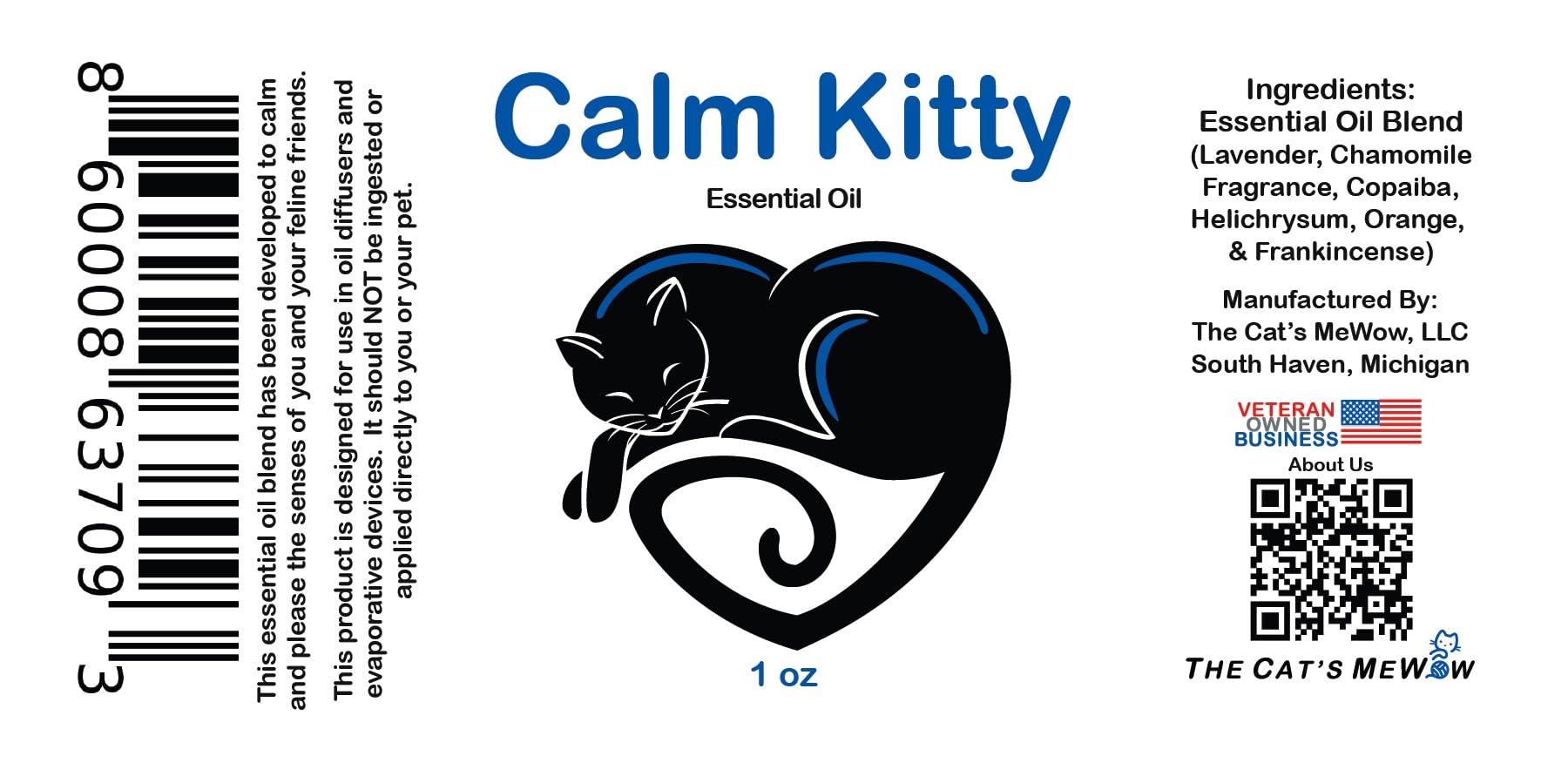 The Cat's MeWow Calm Kitty Calming Essential Oil - Natural Stress Relief & Anxiety Relief for Cats - Drug-Free Calming Solution