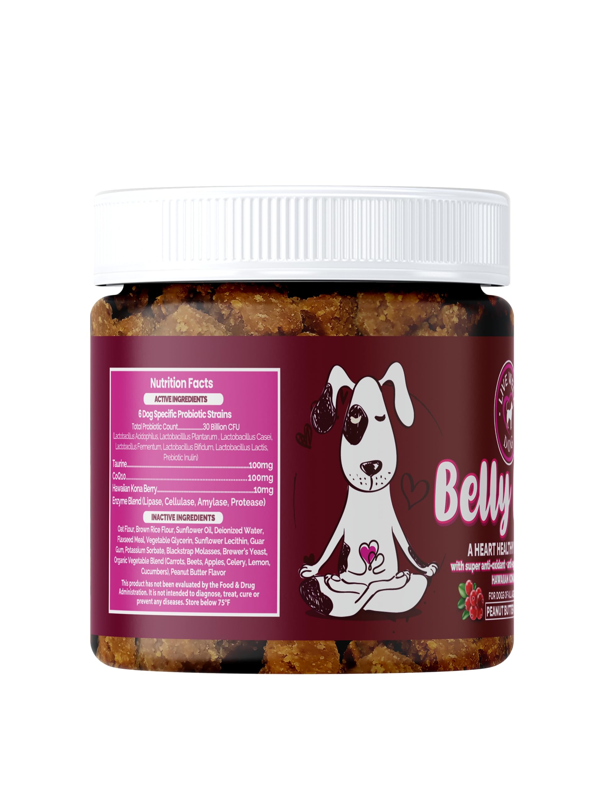 Belly Love - Heart Healthy Probiotic & Digestive Enzymes - Probiotics for Dogs - Gut Flora, Diarrhea & Bowel Support - Dog Supplement Soft Chew for Pet Immune System and Digestive Health