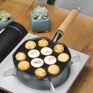 Takoyaki Maker, Takoyaki Grill with 14 Holes Nonstick Takoyaki Grill Pan Molds Japanese Octopus Fish Cake Grill Pan for Pancake Balls