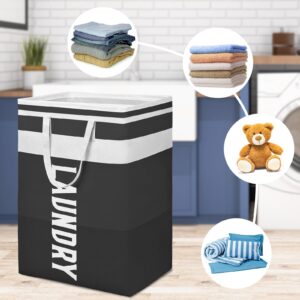 2-Pack 75L Laundry Hamper Collapsible Waterproof Laundry Basket with Easy Carry Handles Freestanding Tall Clothes Hampers for Laundry Bedroom Bathroom Black & Gray