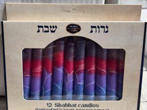 shalhevet light safed candle company shabbat candles box set hand dipped made in israel (red/purple)