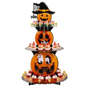 halloween cupcake stand ，3 tier cardboard pumpkin cupcake tower，with small hole design dessert candy displaytower ，halloween party supplies，halloween cake decorations ，baby shower decorations