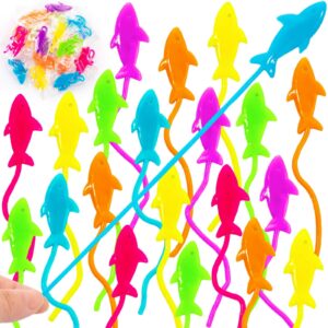 hlartnet 25 pcs sticky shark toys for kids, stretchy shark gifts bulk, ocean under sea themed favors goodie bags stuffer, classroom prizes students rewards