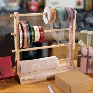 PUNLUXU Ribbon Storage Rack Spool Holder Organizer Sewing Craft Wreath Mesh Crochet Thread Tulle Roll Washi Tape Craft Florist Wrapping