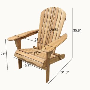 BTEXPERT Folding Adirondack Chair Half Assembled Lounge Chair Outdoor Wooden Patio Chair for Lawn Garden Backyard Deck Fire Pit Pool Beach 350lb Weight Capacity Set of 2