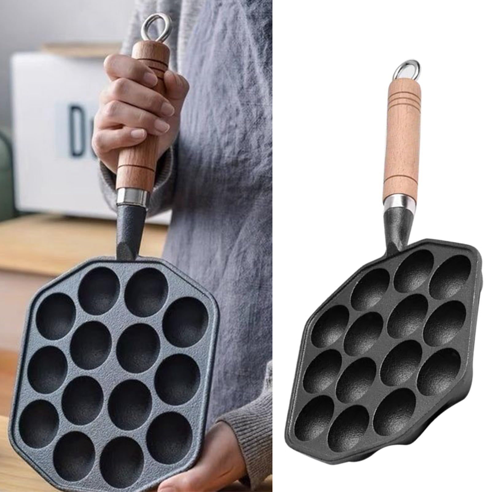 Takoyaki Maker, Takoyaki Grill with 14 Holes Nonstick Takoyaki Grill Pan Molds Japanese Octopus Fish Cake Grill Pan for Pancake Balls