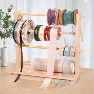 PUNLUXU Ribbon Storage Rack Spool Holder Organizer Sewing Craft Wreath Mesh Crochet Thread Tulle Roll Washi Tape Craft Florist Wrapping