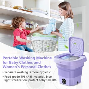 MacLehose Mini Portable Washing Machine, Mini Washer and Dryer Combo, 9L,Foldable,Mini Washer for Baby Clothes, Underwear or Socks,Small Clothes, Camping&Travel Laundry,Portable Washer Machine(purple)