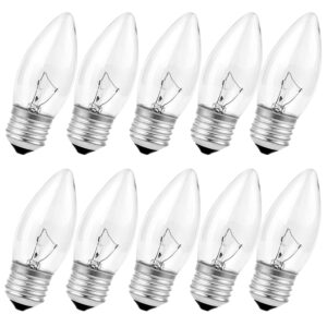 40w incandescent chandelier bulbs - crystal clear, torpedo tip, medium e26 candelabra base, ideal for chandeliers and pendants, ge 40 watt equivalent, soft white light - 10 pack