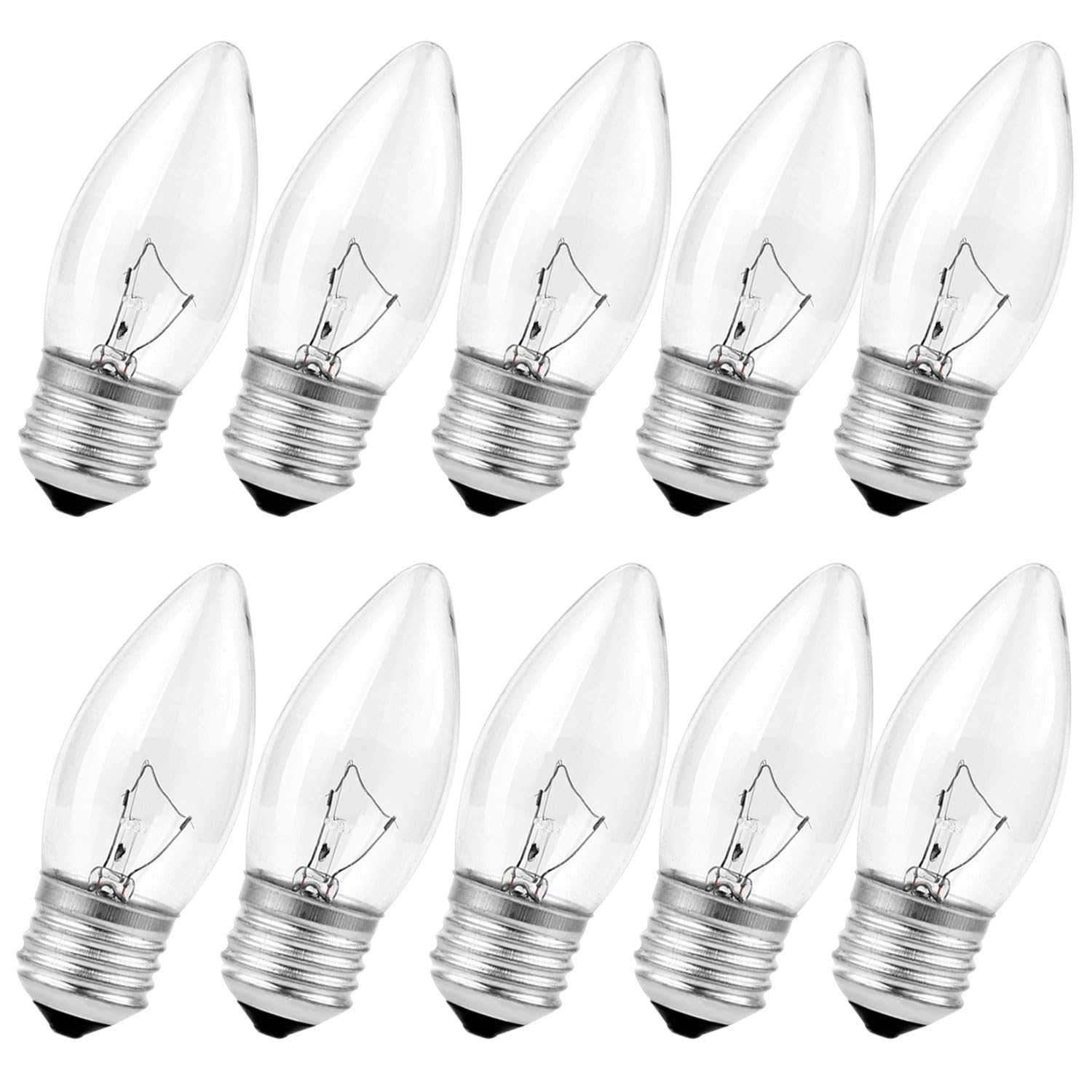 40W Incandescent Chandelier Bulbs - Crystal Clear, Torpedo Tip, Medium E26 Candelabra Base, Ideal for Chandeliers and Pendants, GE 40 Watt Equivalent, Soft White Light - 10 Pack