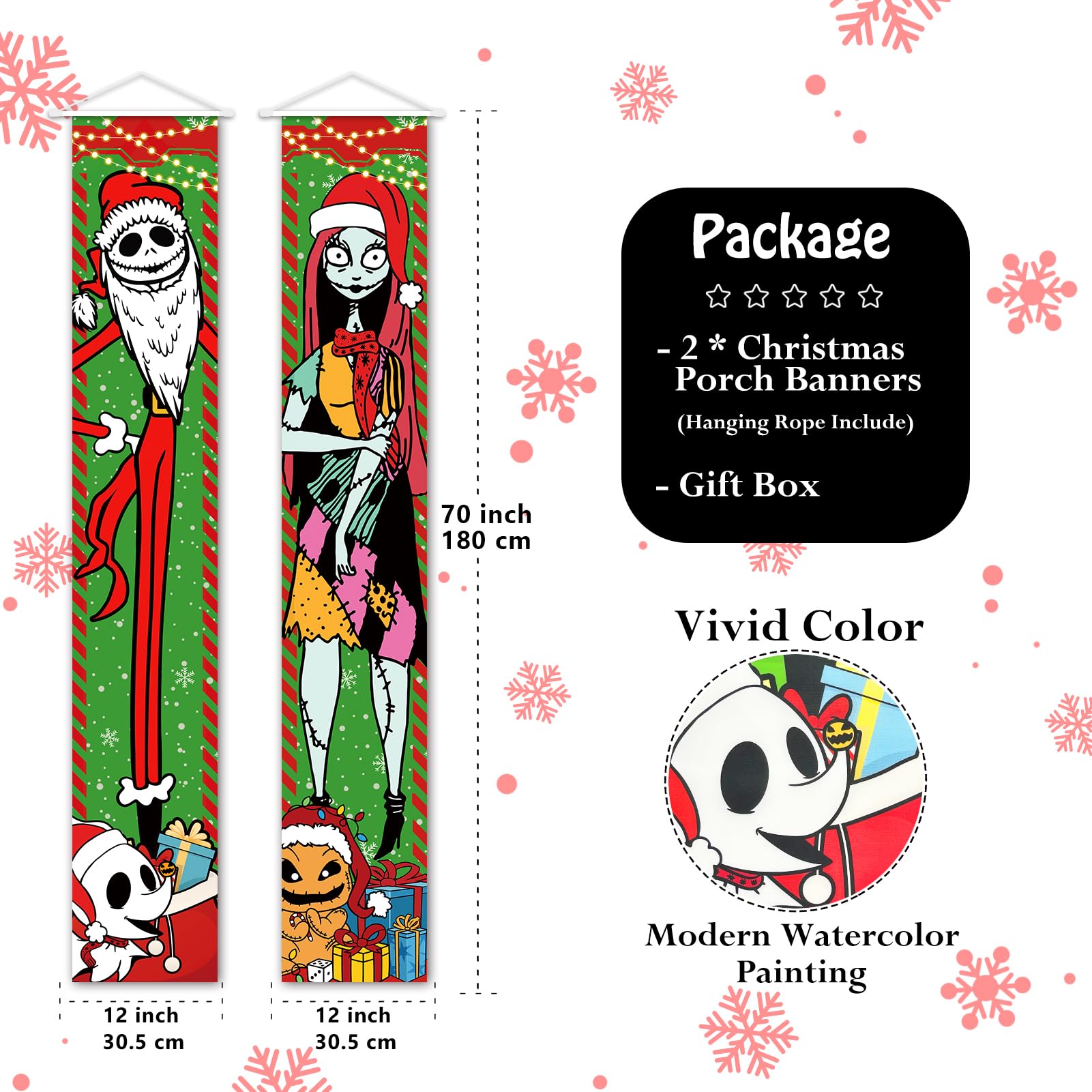 Christmas Decorations, Jack Sally Banners Xmas Porch Signs Christmas Decor Nightmare Merry Christmas Banner Before Welcome Wall Home Indoor Outdoor Party