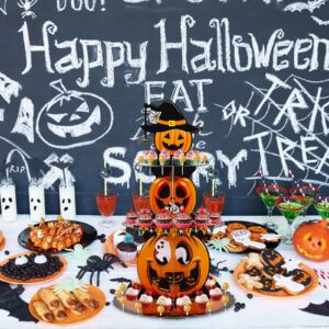 Halloween Cupcake Stand ，3 Tier Cardboard Pumpkin Cupcake Tower，With small hole design Dessert Candy DisplayTower ，Halloween Party Supplies，Halloween cake decorations ，baby shower decorations