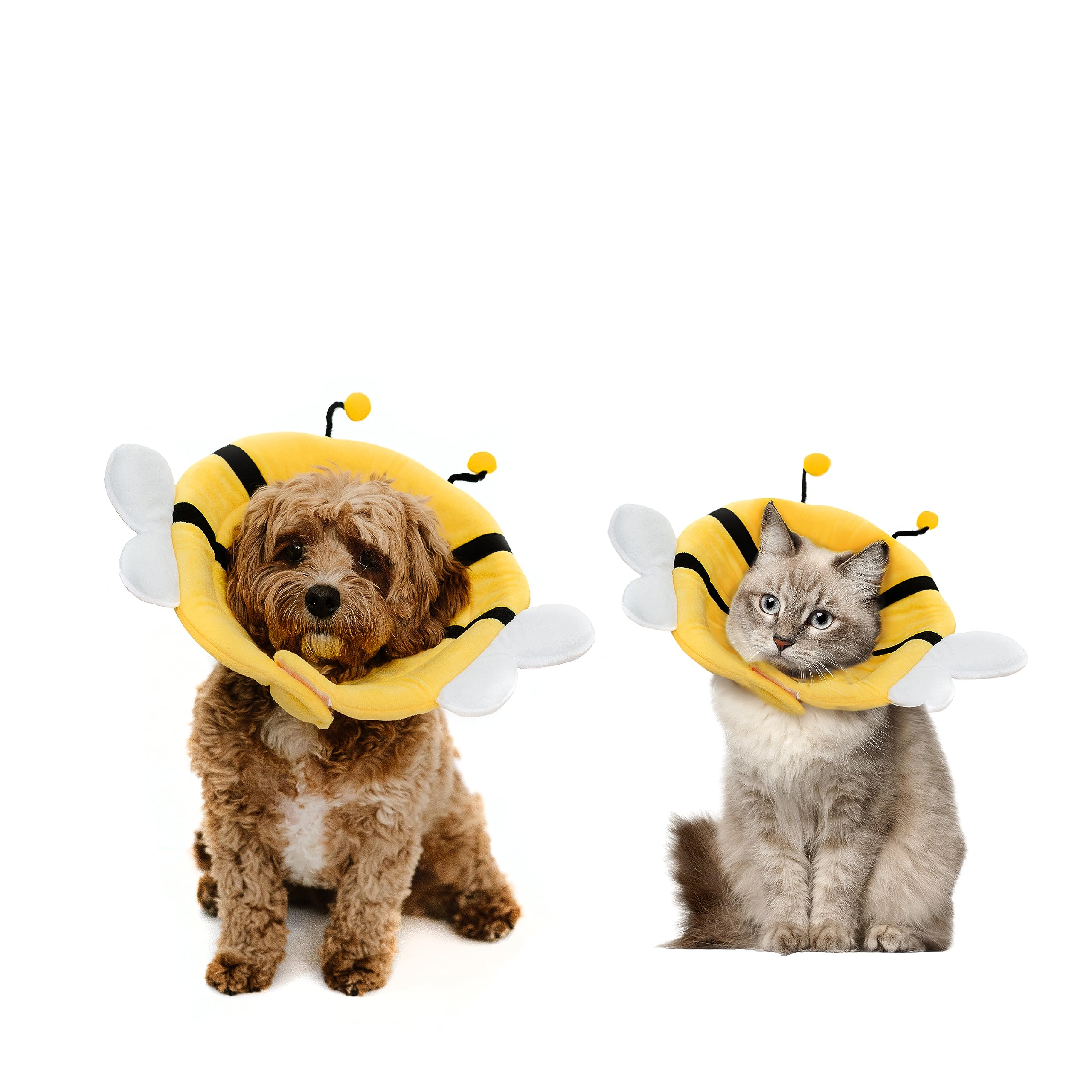 SkyReese - Soft Small Dog/Puppy/Cat Cone | Cute Bumblebee Cone for Small Dogs, Puppies & Cats After Surgery, Wound Care, Spay & Neuter | Dog Recovery Cones & Collars | 100% Polyester (Large)