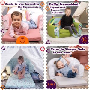 Delsit Toddler Sofa & Kids Couch - 2 in 1 Foldable Soft, Comfy Couch & Furniture with Washable Cover - Durable & Lightweight Design - Perfect for Playrooms, Bedrooms & Nurseries | (Clown Fish)