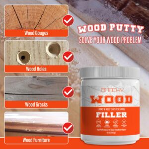 SMAPHY Wood Putty Filler, White Wood Filler Putty, Wood Filler Paintable, Stainable, Sandable can Quickly Repair Holes, Cracks, Chips and Scorched Areas of Wooden Furniture(9.87 Ounce)