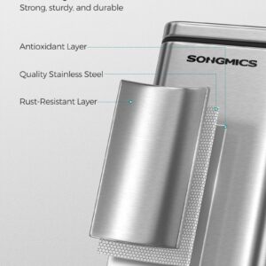 SONGMICS Bathroom Trash Can and Toilet Brush Set, 1.3 Gallon Small Trash Bin with Lid, Slim for Small Spaces, Stainless Steel Garbage Can, Soft Close, Silver ULTB560E0501