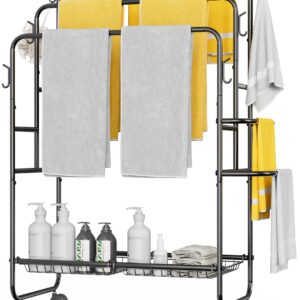 JANE EYRE Freestanding Towel Rack - 40'Standing Pool Towel Rack Outdoor, Towel Drying Rack for Bathroom 3-Tier Towel Rack Stand (Towel-S)